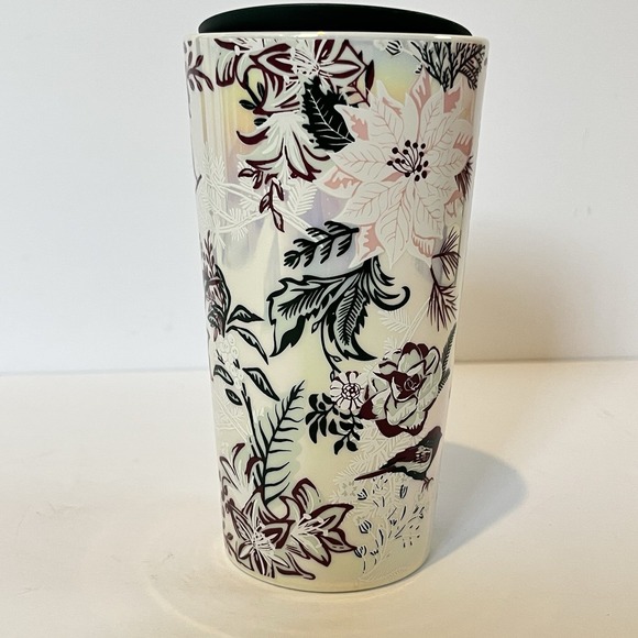 NEW Starbucks 2022 Holiday‎ Pink Enchanted Forest Ceramic Travel Tumbler 12oz - Picture 1 of 7